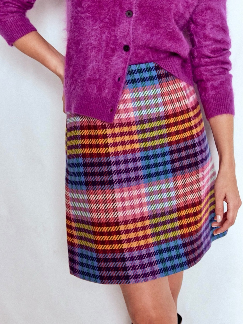 NWT Boden Multicolor Plaid A-line Skirt size 10